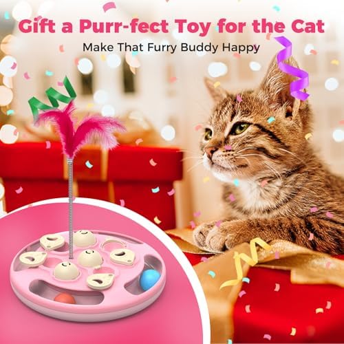 6 Pack Cat Feather Teaser Replacement Refills, Compatible with 3 in 1 Cat Puzzle Toys, Interactive Cat Toy Accessories for Indoor Cats Mental Stimulation & Boredom Relief
