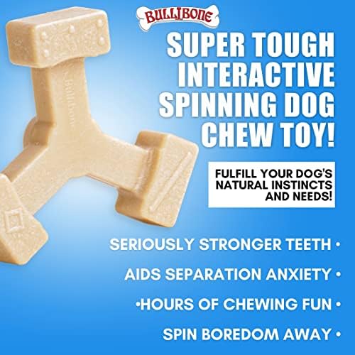 Bullibone Nylon Dog Chew Toy Spin-a-Bone - Interactive Dog Toy, Triggers Natural Instincts, and Improves Oral Health