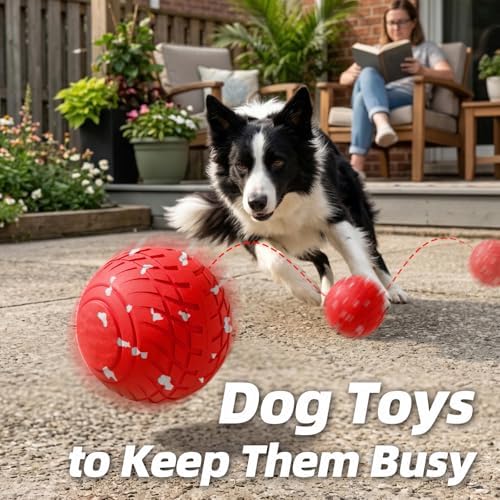 Diman Interactive Dog Balls Toys: 3.2 inch Automatic Moving Dog Toys, Red