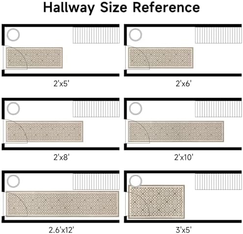Ileading Hallway Runner Rug 2x6 ft,Washable Indoor Beige Carpet with Non Slip Rubber Backing,Low Pile Durable Kitchen Floor Mat for Laundry Entryway Door & High Traffic Areas