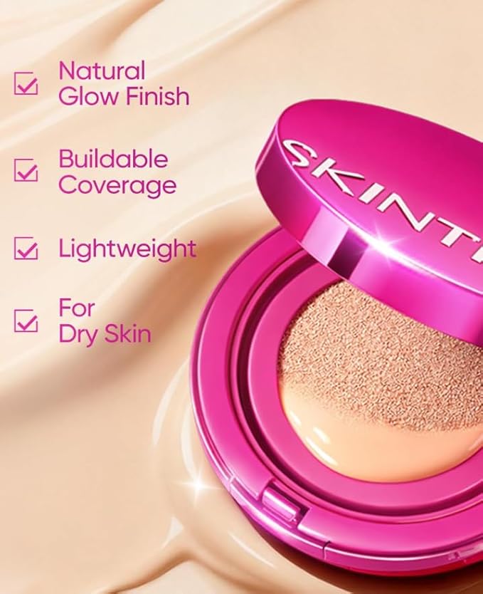 Pink Glow Cushion Foundation #05 Sand| Medium Coverage, Natural Glow Finish, Moisturizing for Dry Skin, Lightweight, Long-Lasting & Oxidation-Resistant