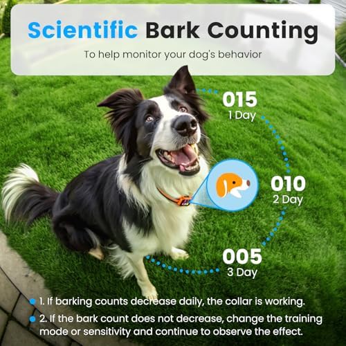 Smart Dog Bark Collar - Anti Barking Device for Large Medium Small Dogs, Stop Excessive Barking & Aggression Behavior, with 5 Modes & 5 Sensitivity, IP67 Waterproof for Indoor/Outdoor Use, Orange