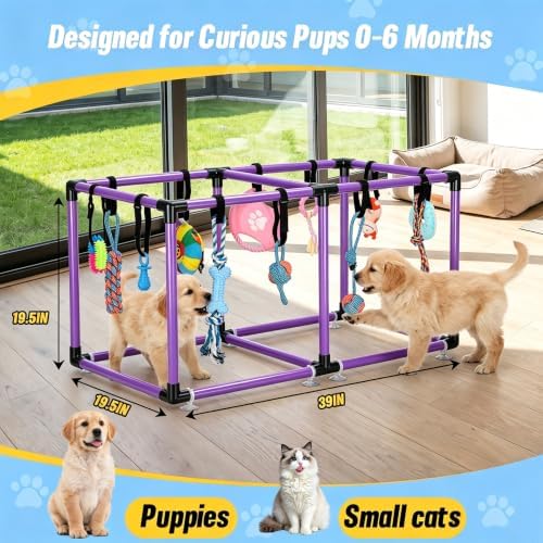 Purple Puppy Play Gym with 12 Hanging Toys