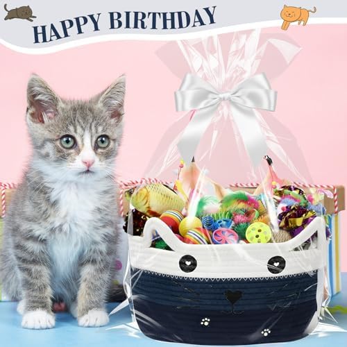 Zopeal 76 Pcs Cat Storage Basket Gift Toys Set, Blue