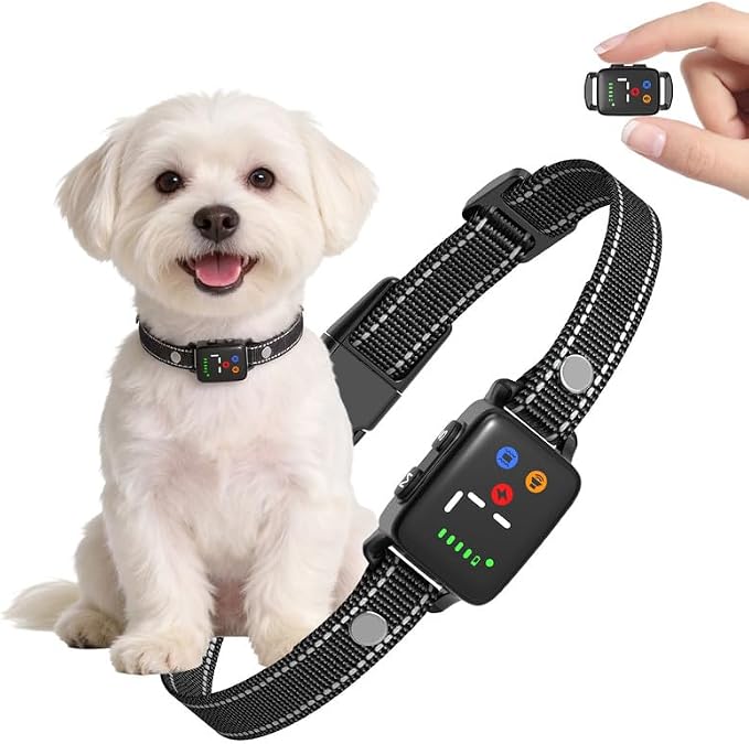 Bark Shock Collar for Small Dogs 5-30lbs, Ultra-Lightweight 1.4 oz Smart No Bark Collar with Sound, Vibration & Optional Static Correction, Anti-False Trigger, Rechargeable & IPX7 Waterproof