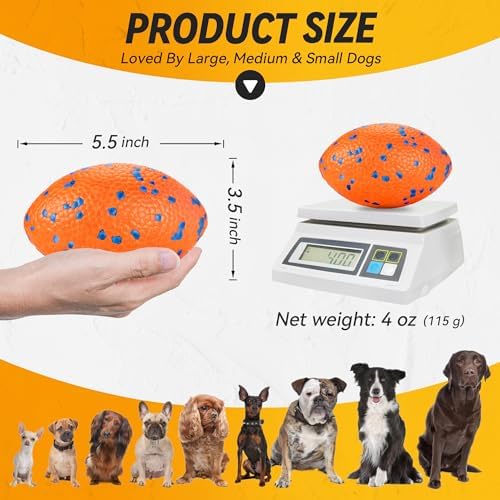 FUSOTO 5.5 Inches Balls for Dogs, Durable Dog Football Toys, Orange