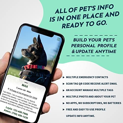 MYLUCKYTAG NFC & QR Code Smart Pet ID Tag Personalized Dog Cat Tag, Online Pet Profile, Pet Location Alert Email, Digital Pet Tag, Quiet Pet Tag, Durable Pet ID, Dog Collar Tag