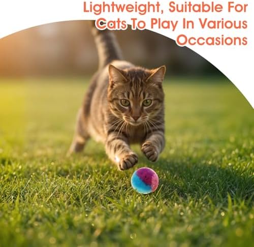 Xindojuz 20 PCS Cat Pom Pom Balls, Assorted Color Fur Toy Kitty Yarn Puffs, Small Plush Interactive Soft Fuzzy Kitty Toy Balls for Indoor Pet Cat Kitten Teething, Chasing & Self Play, 0.98 Inch