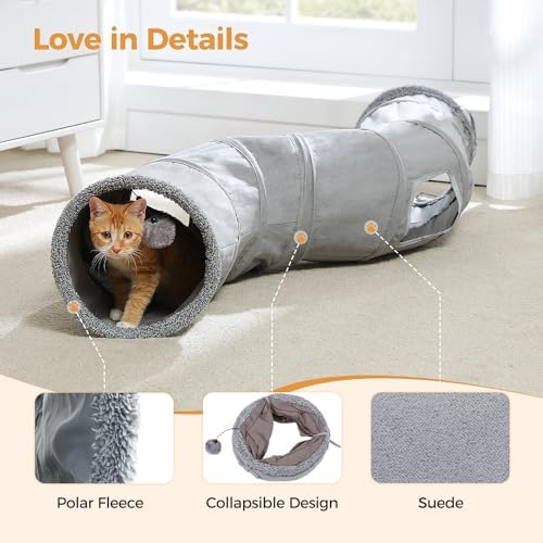 PAWZ Road Cat Tunnel S Shape Cat Tunnels for Large & Indoor Cats 51”Long