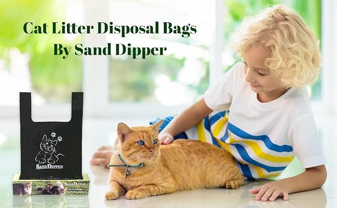 Sand Dipper Cat Litter Waste Bags | Strong Thick Odor Sealing (Tall 35 Roll)