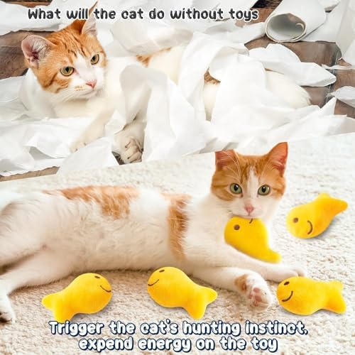 L1rabe Goldfish Cracker Catnip Stuffed Toys for Cats, 5 Pcs Funny Pet Chew