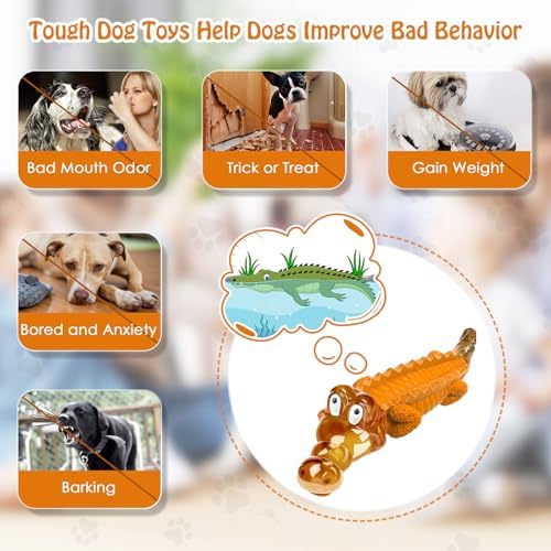 Jeefome Crocodile Dog Chew Toy for Small & Medium & Large Dogs