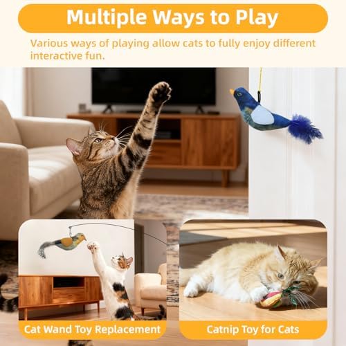 Tocirelo Interactive Hanging Cat Toy Bird with Catnip Feather, Door Cat Toy
