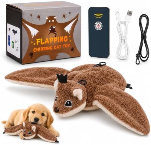 Flying Bat Dog Toy, 2026 New Interactive Flying Bat Toy for Dogs with Flapping Wings, Realistic Flight Motion and Chirping Sound, Indoor Chase Toy for Exercise, Play and Boredom Relief (Itachi)