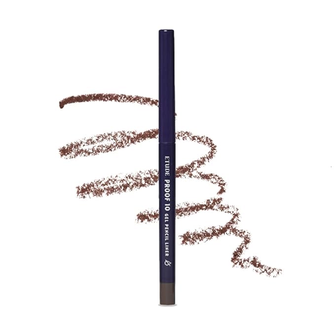 ETUDE Proof 10 Gel Pencil Liner, Eyeliner with Wearable Shades, Sharpenable Tip, Creamy Gel Texture, Waterproof & Sebum-Proof Precision Liner, Korean Makeup, Beauty, Dark Cacao (0.011 Ounce)