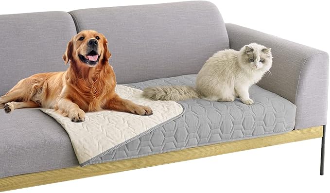 Tcksstex Waterproof and Non-Slip Dog Bed Cover and Pet Blanket Sofa Pet Bed Mat ，car Incontinence Mattress Protectors Furniture Couch Cover for Most Cats Dogs,Pets（30x70-Light Grey）