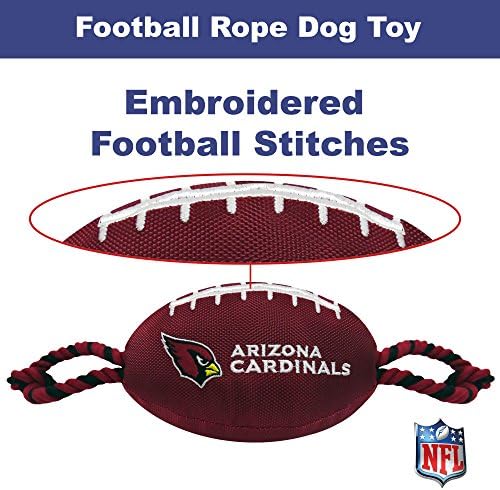 Pets First NFL Arizona Cardinals Football Dog Toy, Tough Quality Nylon Materials, Strong Pull Ropes, Inner Squeaker, NFL Team Color
