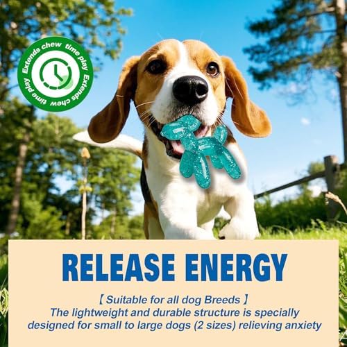 Durable Dog Chew Toy – Balloon Dog Shape, 4.72” for Medium & Large Dogs, Tough Plastic, Interactive Chew Toy for Boredom & Dental Health（Green）