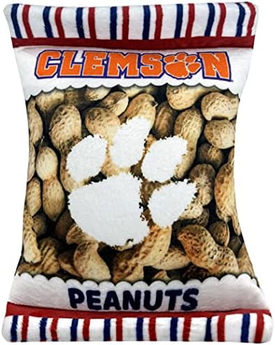 Pets First NCAA Clemson Tigers Crinkle FINE Plush Dog & CAT Squeak Toy - Cutest Stadium Peanuts Snack Plush Toy for Dogs & Cats with Inner Squeaker & Beautiful Baseball Team Name/Logo