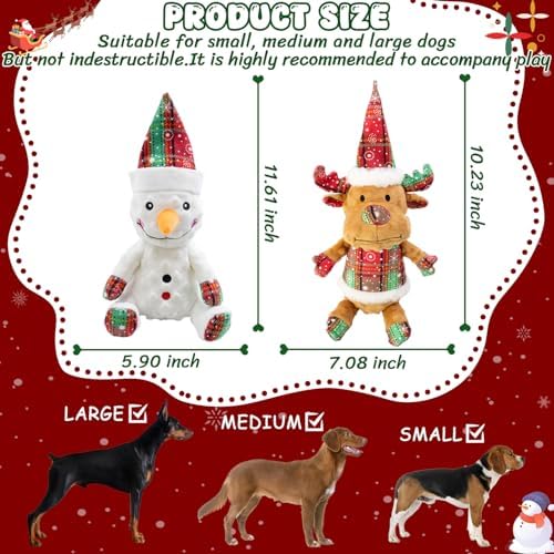 Christmas Dog Toys Squeaky 2-Pack Interactive Puppy Teething