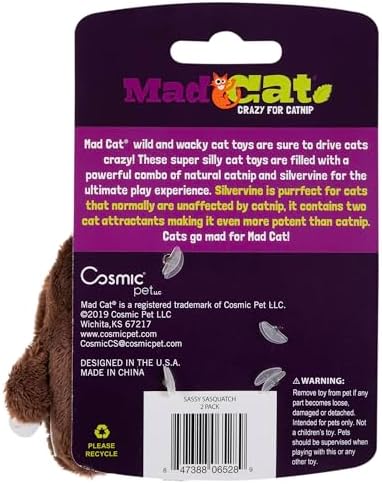 Mad Cat Sasquatch Woodland Catnip and Silvervine Plush Cat Toys, Pack of 2