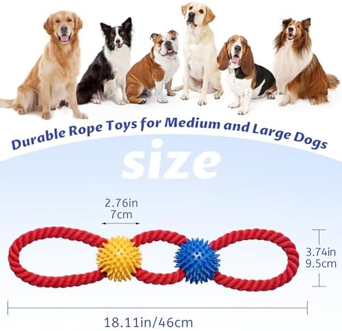 Aitmexcn Dog Rope Toy, Tough Tug of War Toy for Medium and Large Dogs