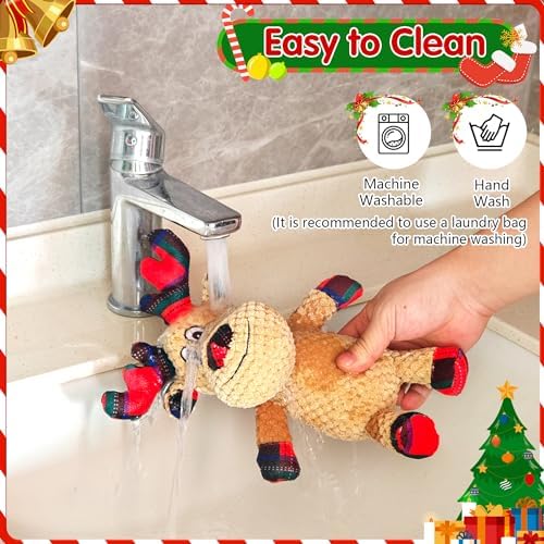 Christmas Dog Toys, Plush Squeaky Dog Toy with Crinkle Paper, Cute Christmas Puppy Toys with Cotton, Durable Interactive Dog Chew Toys for Puppy Small Medium Large Breed