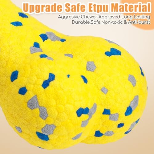 Moonorange 7.28" Indestructible Large Bone Balls for Aggressive Chewers Durable Stick Bouncy Interactive Chew Toy for Dogs Fetch Game Lightweight Floating Outdoor Training, Yellow