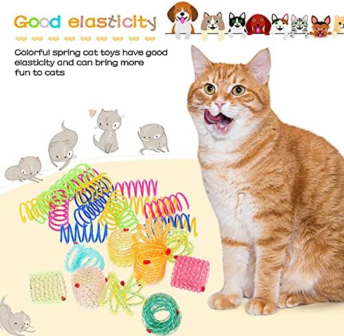 Sumind 30 Pcs Cat Spring Toys Kitten Spiral Springs for Indoor Interactive Cat Pet Toys Plastic Coil Spiral for Kitten Swatting Biting Hunting Bouncing Training Play, 2 Styles
