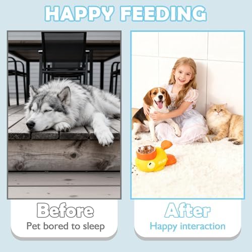 2 in 1 Dog Interactive Treat Dispenser Toy - Durable Food Puzzle Slow Feeder, Duck Shape Enrichment Toys with Button, Mentally Stimulating Toys for Dogs/Cats/Pets