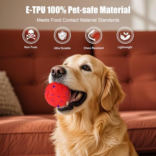 Interactive Dog Ball Toy, Smart Dog Toy for Medium and Large Dogs, Automatic Moving Rotating & Bouncing Ball, Durable E-TPU Material, IP54 Waterproof, Motion-Activated Dog Toy for Active Dogs
