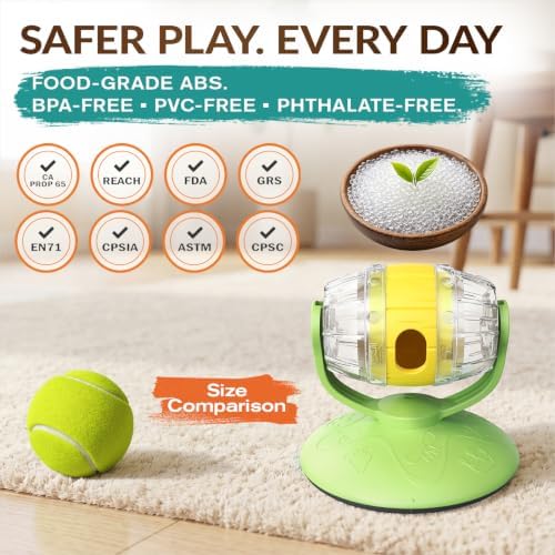 KADTC 2-in-1 Interactive Treat-Dispensing Ball Dog Puzzle & Enrichment Toy | MADE TO FIT SMALL BREEDS! - Adjustable difficulty slows rushed meals, fights boredom, and burns off energy through solo play.