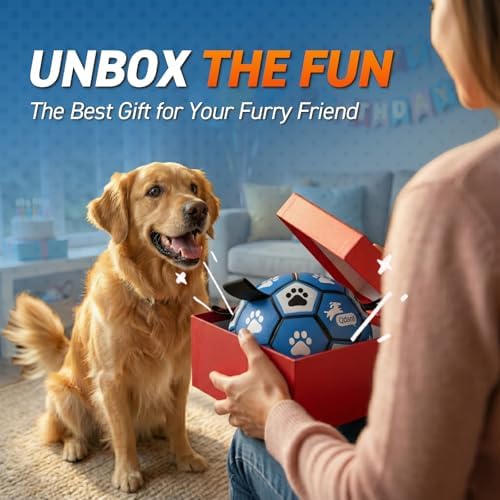 QDAN Dog Ropes Toys, Soccer Ball with Straps, Tug of Toy, Dog Birthday Toy