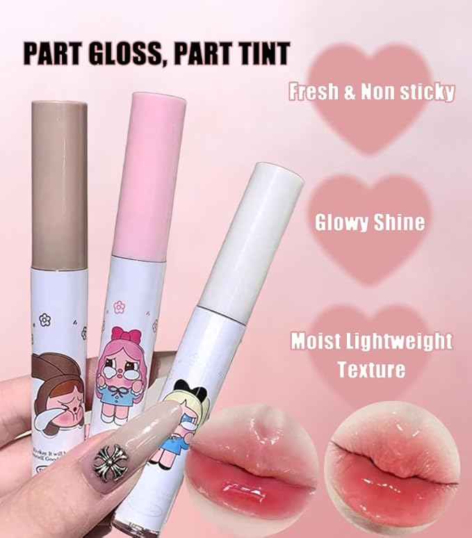 6Pcs Hydrating Lip Gloss Set, High Shine Glass Finish Korean Lip Glaze, Glowy Tint | Lip-Plumping, Naturally Moisturizing, Lightweight, Glow-Boosting Water Mirror Liquid Lipstick,Natural Makeup