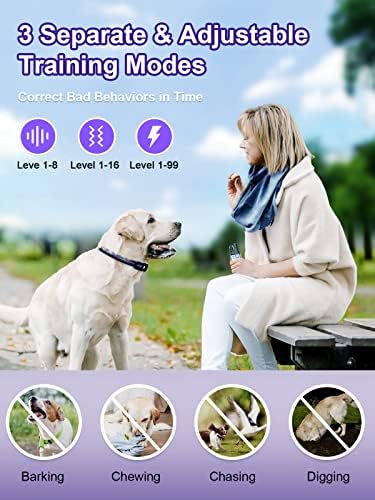 Bousnic Dog Shock Collar 2 Dogs (5-120Lbs) - 3300 ft Waterproof Training Collar for Dogs Large Medium Small with Rechargeable Remote, Beep (1-8) Vibration (1-16) and Humane Shock (1-99) Modes