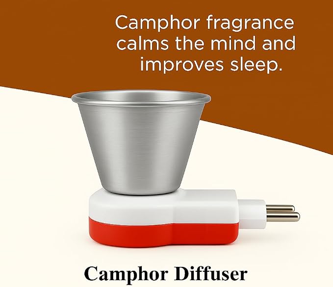 Electric Wooden Camphor Burner & Essential Oil Diffuser | Kapoor Dani for Pooja, Havan, Meditation | Fragrance Diffuser & Kappor Stand for Home & Office Use (Silver)
