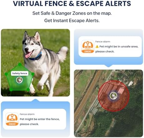 DBDD GPS Dog Tracker with Subscription,Virtual Fence&Health Monitor,IP67,BK