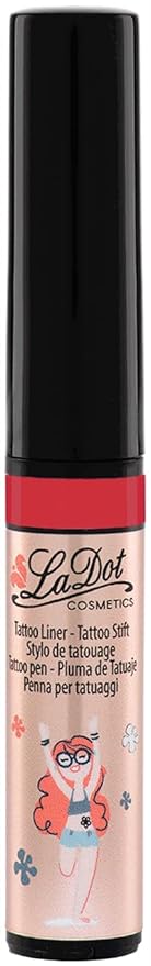 LaDot Temporary Tattoo Liner Pen – Fine Tip Waterproof Body Art Marker for Drawing Custom Skin Designs – Ideal for Temporary Tattoos, Festivals, Parties & More (Red)