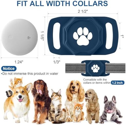 Smart Pet Tracker for Collar - Dog Tracker Pet Location Tracker with Holder | Real-Time Location, No Monthly Fee/ SIM Card, Work with IOS & Android, Ultra-Slim, IP68 Waterproof Holder Holder, Blue