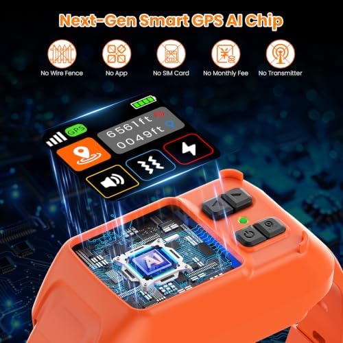 GPS Wireless Dog Fence for Medium Large Dog Custom Boundary No Subscription