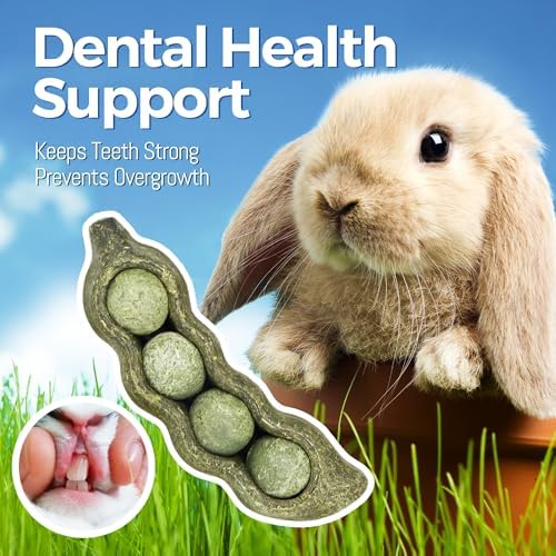 TEEWY Guinea Pig Toys, Prevent Teeth Overgrowth, Natural Vegetables and Timothy Grass, Hamster Chew Toys, Guinea Pig Chew Toys, Chinchilla Toys, 3PCS, Peapod-Shaped