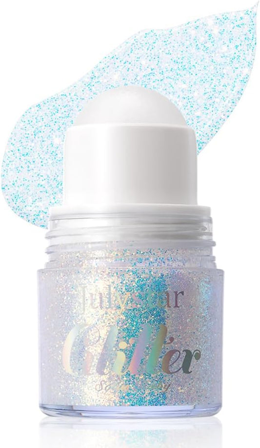 Roll-on Face Body Glitter Gel for Women Kids, Holographic Chameleon Color Glitter Gel Long Lasting Shimmer Makeup for Singer Concerts Music Festival Halloween Rave Accessories (#1 Sea Salt)