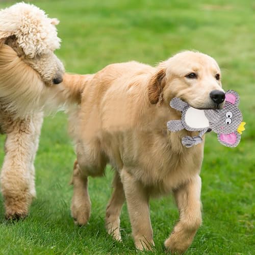 Cute Animals Interactive Dog Squeak Toys, Rope Plush Pet Chew Toys - Gray