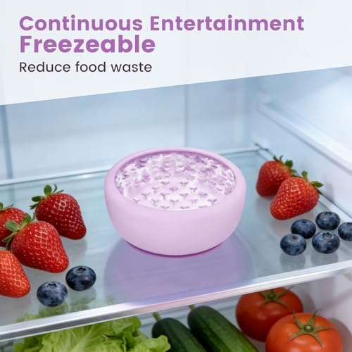 Dog Slow Feeder Licking Bowl,Freezeable Anxiety Relief Treat Dispenser, Non-Slip Anti-chocking Pet Dish, Interactive Puzzle Toy for Small Medium Breed,Freezable BPA Free Silicone Dishwasher Safe
