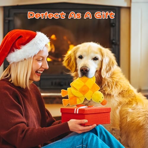 Mihachi Dog Squeaky Toys 16 Squeakers for Aggressive Chewers, Tough Interactive Tug of War Dog Toy-Squeaky Chew Toy for Small,Medium,Large Breed No Stuffing Duck Toy, Fun Long Toys 27 Inches
