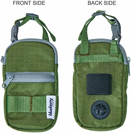 Blueberry Style Forest Green Dog Waste Bag Dispenser, Dog Poop Bag Holder Leash Attachment, Includes 1 Roll of Free Poop Bags