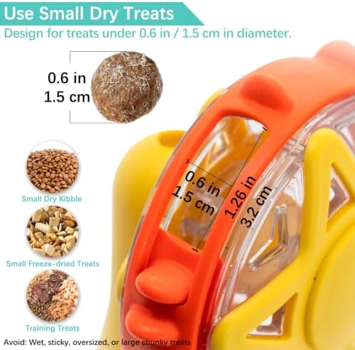 LumoLeaf Interactive Treat Toy for Puppies, Small Dogs & Cats, Treat Dispensing Puzzle Toy with Adjustable Opening, Suction Cup Base & Teaser Wand, Indoor Enrichment Toy for Boredom Relief (Yellow)