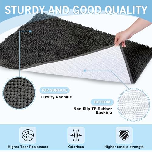 Amyracel Dirt Trapping Door Mat, 48" x 96" Large Absorbent Dog Door Mat for Muddy Paws, Quick Dry Non Slip Chenille Mud Mat for Dogs, Machine Washable Entry Indoor Entryway Rug for Inside Floor