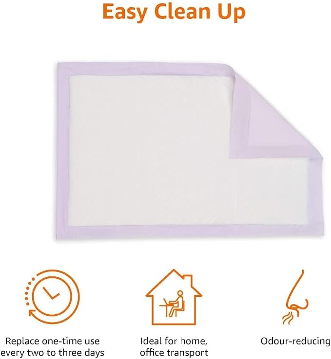 Amazon Basics Cat Litter Pee Pads, Odor Control with Fresh Scent, Super Absorbent, Disposable, Universal Fit Litter Box, Purple and White, 40 Count