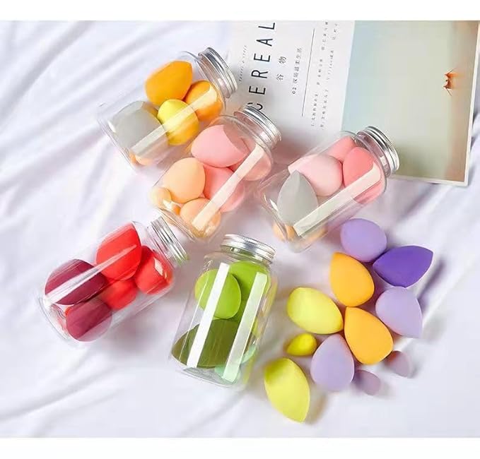 7PCS Makeup Sponges Set, Beauty Sponge Blenders and Storage Bottle for Blending Foundation, Cream and Powder